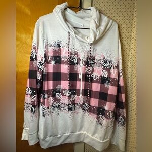 Pink and Black Plaid Snowflake Hoodie